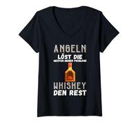 Mujer Angeln löst Die meisten meiner Probleme Whiskey den Rest Camiseta Cuello V