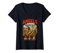 Mujer Angels Landing Zion Seguridad para Excursionistas Camiseta Cuello V