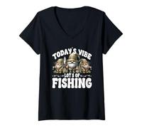 Mujer Angler GNOME For Best Fisherman Todays Vibe Lots of Fishing Camiseta Cuello V