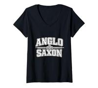 Mujer Anglosajona - Inglaterra Medieval Camiseta Cuello V