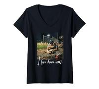Mujer Angressed I Live Here Now, hámster Pig, béisbol, Lindo Camiseta Cuello V