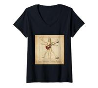 Mujer Angus Vitruvianus Citharae Magister. Funny Guitar Da Vinci Camiseta Cuello V