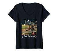 Mujer Angustiado I Live Here Now Capybara Baseball Cute Animal Camiseta Cuello V