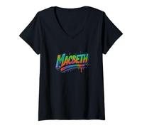 Mujer Angustiado Macbeth Shakespeare Título Tragedia Jugar Drama Meme Camiseta Cuello V