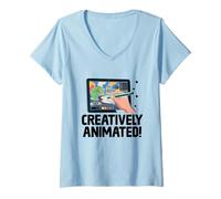 Mujer Animación Creativa! Animación Sketch Animar Storytelling Camiseta Cuello V