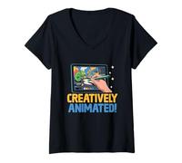 Mujer Animación Creativa! Animación Sketch Animar Storytelling Camiseta Cuello V