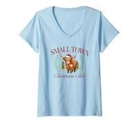 Mujer Animal de Granja de Vacas Highland del Small Town Christmas Club Camiseta Cuello V