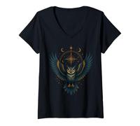 Mujer Animal de tótem chamánico espiritual guardián del espíritu búho Camiseta Cuello V