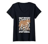 Mujer Animal Favorito: el Lobo Gris Camiseta Cuello V