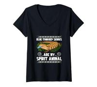 Mujer Animal favorito Eslizón de lengua azul Camiseta Cuello V