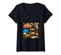 Mujer Animales australianos e Iconos Famosos del Turismo Australia Travel Camiseta Cuello V