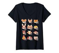 Mujer Animales del Zodíaco Chino Lindo Kawaii Año Nuevo Chino Camiseta Cuello V