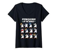Mujer Animales Divertidos Gráfico Pingüinos del Mundo Amante De Los Camiseta Cuello V