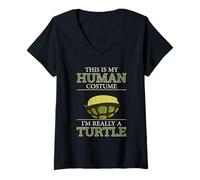Mujer Animales Graciosos Tortugas Humor This Is My Human Costume Turtle Camiseta Cuello V