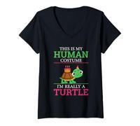 Mujer Animales Graciosos Tortugas Humor This Is My Human Costume Turtle Camiseta Cuello V