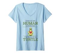 Mujer Animales Graciosos Tortugas Humor This Is My Human Costume Turtle Camiseta Cuello V