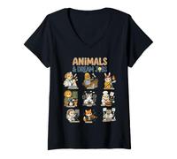 Mujer Animales y Trabajos de ensueño Carrera Lindo Primer día de Escuela Camiseta Cuello V