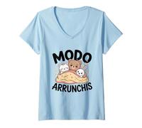 Mujer Animalitos Kawaii Oso Gato Conejo Amor Cute Modo Arrunchis Camiseta Cuello V