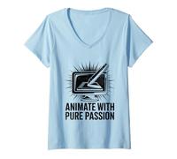 Mujer Animar Con Pura Pasión Animación Dibujar Boceto Animar Camiseta Cuello V