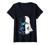 Mujer Anime Blue Eyes Girl Camiseta Cuello V