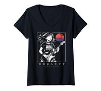 Mujer Anime Chica Japonesa La Música es Vida Guitarra Eléctrica Camiseta Cuello V