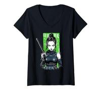 Mujer Anime Elf Girl Katana Oscuro Estética Animecore Arte Camiseta Cuello V