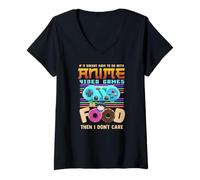 Mujer Anime Videojuegos Y Comida Entonces No Me Importa Camiseta Cuello V