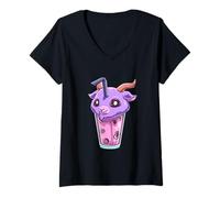 Mujer Anime Y Manga Baphomet Té De Burbujas Té Boba Camiseta Cuello V