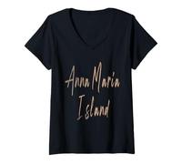 Mujer Anna Maria Island Florida Diseño Elegante Vintage Camiseta Cuello V