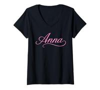 Mujer Anna Nombre Mujeres Elegante Lindo Esposa Elegante Chica Novia GF Camiseta Cuello V
