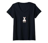 Mujer Annoyed Gothic Bunny Bow Tie Tiny Print Camiseta Cuello V