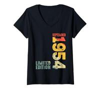 Mujer Año 1954 Septiembre 1954 Retro 1954 Vintage 1954 Desde 1954 Camiseta Cuello V