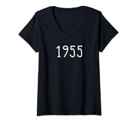 Mujer Año 1955 Camisa para nacimiento, hito, homenaje a la fecha icónica Camiseta Cuello V