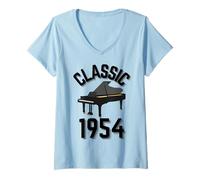 Mujer Año Clásico 1954 con Piano de Cola. Camiseta Cuello V