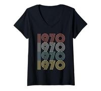 Mujer Año de Nacimiento de Estilo Retro 1970 - Cumpleaños de hito Camiseta Cuello V