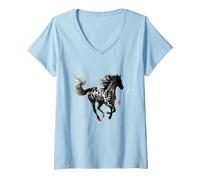 Mujer Año Nuevo Chino 2026 años del Arte Tradicional del Caballo Camiseta Cuello V