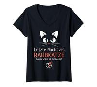Mujer Anoche como Gato Depredador Entonces Ella Domesticado JGA Novia Camiseta Cuello V