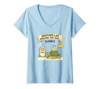 Mujer Another Lap Around The Sun Cake Party Box Turtle Birthday Camiseta Cuello V
