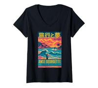 Mujer ANSE Georgette, Praslin, Seychelles, símbolo de Viaje, Playa, Surf Camiseta Cuello V