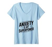 Mujer Ansiedad es mi Superpotencia Cita Motivacional Camiseta Cuello V