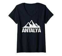 Mujer Antalya Montañas Tauro Riviera turca Playa Türkiye Camiseta Cuello V