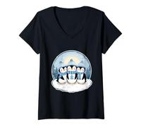 Mujer Antártida Pájaro Navidad Natación Colonia Océano Aves Marinas Camiseta Cuello V