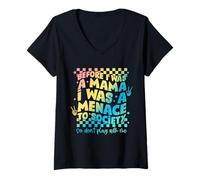 Mujer Antes de que yo era una mamá era un diseño de amenaza Camiseta Cuello V