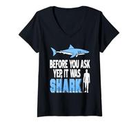 Mujer Antes Que Preguntes Fue Un Tiburón Humor Directo Camiseta Cuello V