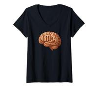 Mujer Anti-AI Dice no a la Inteligencia Artificial Funny Luddite Camiseta Cuello V