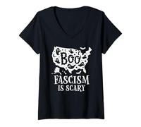 Mujer Anti Fascism Sign,No Kings in America Scary Halloween Ghost Camiseta Cuello V