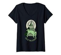 Mujer Anti Illuminati NWO All Seeing Eye Pirámide Mason Men Women Camiseta Cuello V