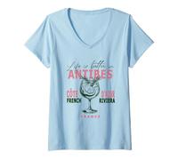 Mujer Antibes La vida es mejor en la Riviera Francesa Costa Azul Francia Camiseta Cuello V
