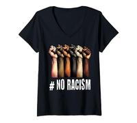 Mujer Antifascismo contra el racismo motivo Love Iquality No Hate Camiseta Cuello V