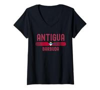Mujer Antigua & Barbuda Flag | Antiguan Vintage Distressed Camiseta Cuello V